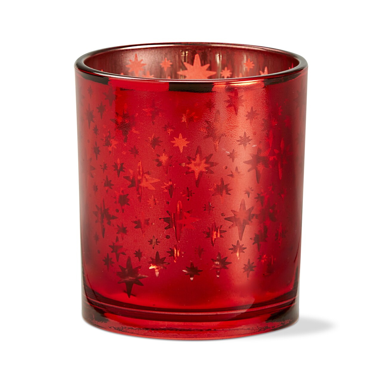 Christmas Red Mercury Glass Tealight Candle Holder, 3.0 x 3.0 x 3.5 inch